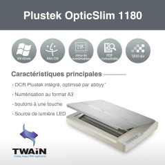 Plustek OS1180 Scanner à Plat pour Graphiques et Documents au Format A3 - Conception adaptée aux bibliothèques, écoles ou Petits