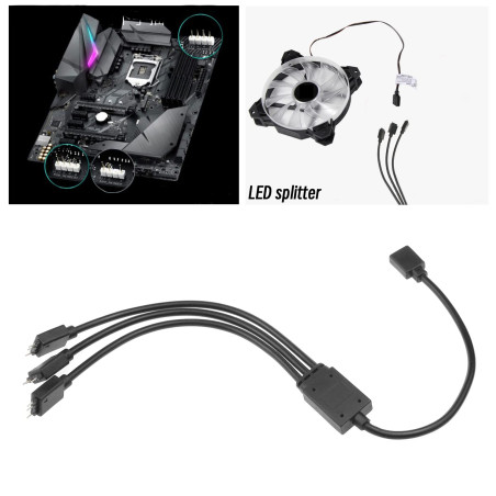 VGOL 1 Câble Répartiteur ARGB Femelle à 3 Mâle Câble d'extension LED RVB Adressable Connecteur 3 Broches 34cm 5V pour Les Applic