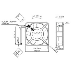 Fan Ventilateur 230V AC 10,9W 120x120x38mm 132,5m³/h 2300U/Min 132,5m³/h Sunon DP203A2123LBL-S