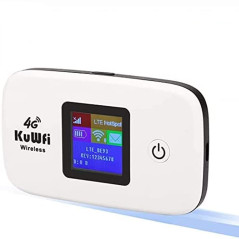 KuWFi Routeur 4G SIM, Routeur Mobile sans Fil avec Support de Carte SIM, 4G CAT4 Vitesse Jusqu'à 150Mbps, Connexion WiFi jusqu'à
