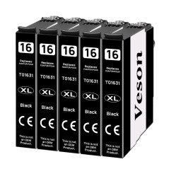 Veson Cartouche d'encre 16XL Compatible pour Epson 16 XL pour Workforce WF-2630 WF-2750 WF-2510 WF-2520 WF-2530 WF-2540 WF-2650 