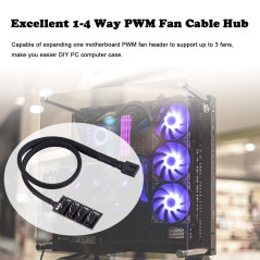Répartiteur ventilateur pc à 4 broches - vers mâle PWM Fan Hub Câble d'alimentation du ventilateur PC Cooling 38CM Connecteur mu