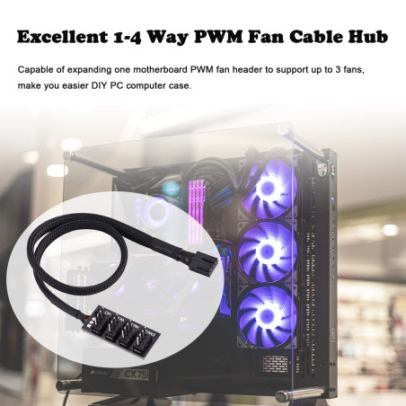 Répartiteur ventilateur pc à 4 broches - vers mâle PWM Fan Hub Câble d'alimentation du ventilateur PC Cooling 38CM Connecteur mu