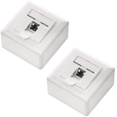 deleyCON 2x CAT6a Universel Prise Réseau - 1x Port RJ45 - Blindé - Surface ou Affleurant - 10 Gigabit Ethernet Réseau - EIA/TIA