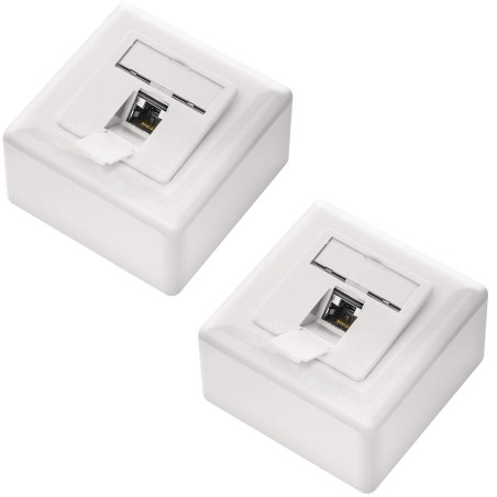 deleyCON 2x CAT6a Universel Prise Réseau - 1x Port RJ45 - Blindé - Surface ou Affleurant - 10 Gigabit Ethernet Réseau - EIA/TIA