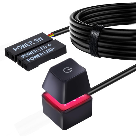 Interrupteur d'ordinateur de bureau, AZMXDVP Bouton d'interrupteur marche/arrêt externe pour carte mère de PC avec câble d'exten