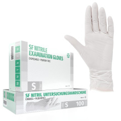 SF Gants nitrile blancs S – 100 gants jetables, non poudrés, sans latex, résistants, pour la cuisine, l’usage médical, le ménage