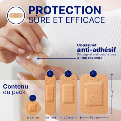 HANSAPLAST UNIVERSAL - 20 Pansements Prédécoupés - Résistants à l'Eau et à la Poussière - Pansements Couleur Chair - 4 Formats A