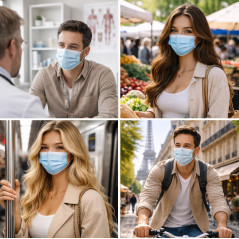 CRAZYCHIC - x510 Masque Chirurgical Médical BLEU Type IIR - Certifié CE Norme EN14683 - Masque Jetable 3 Plis Protection Respira
