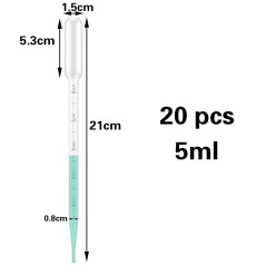 20 Pièces Pipette,Pipette Plastique,Pipette Graduée,Pipette de Transfert en Plastique,Compte-gouttes 5ml,Transparent,pour Transf