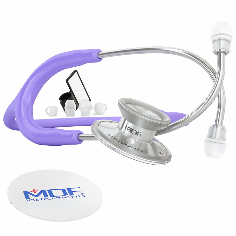 MDF Acoustica, Stéthoscope à double pavillon - Léger - Pour médecins, infirmières, étudiants, soins à domicile - Tubulure violet MDF Acoustica, Stéthoscope à double pavillon - Léger - Pour médecins, infirmières, étudiants, soins à domicile - Tubulure violet