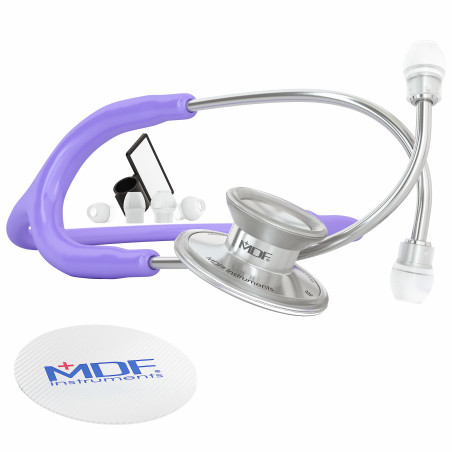 MDF Acoustica, Stéthoscope à double pavillon - Léger - Pour médecins, infirmières, étudiants, soins à domicile - Tubulure violet