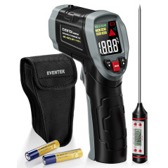 Eventek Thermomètre Infrarouge, [3 in 1] -50°C~600°C (-58°F~1112°F) Sans Contact Laser Avec Emissivité Réglable pour Cuisine/Rép