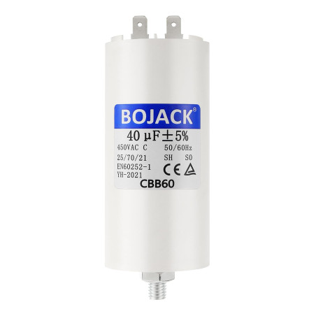BOJACK CBB60 40uF 450V Condensateur de Démarrage moteur de Moteur pour Pompe de Piscine 40µF 450 Volt 45x90MM Connecteur M8 50/6