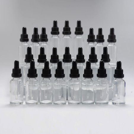 YIZHAO Flacon Compte Gouttes 30ml, Transparent Flacon Huile Essentielle Vide avec Pipette Verre, pour Huile Essentielle, Aromath