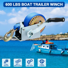 FreeTec Treuil Manuel avec Bleu Polyester Cordon à Bergung Treuil Bateau Treuil (6m 600lbs)