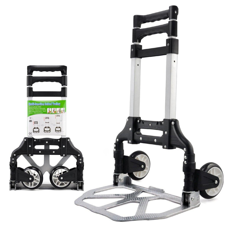 Yaheetech Diable Chariot de Transport Pliant Main Réglable de 64cm à 100cm en Aluminium Charge Max 75kg avec Bandes Elastique Yaheetech Diable Chariot de Transport Pliant Main Réglable de 64cm à 100cm en Aluminium Charge Max 75kg avec Bandes Elastique