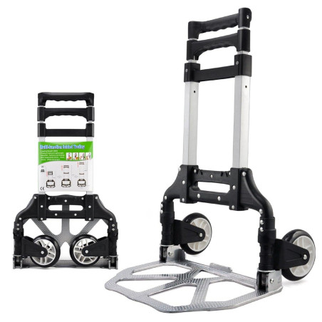 Yaheetech Diable Chariot de Transport Pliant Main Réglable de 64cm à 100cm en Aluminium Charge Max 75kg avec Bandes Elastique