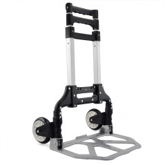 Yaheetech Diable Chariot de Transport Pliant Main Réglable de 64cm à 100cm en Aluminium Charge Max 75kg avec Bandes Elastique