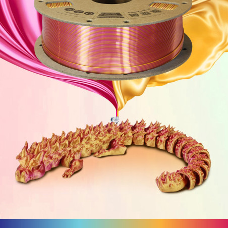 OVERTURE Filament Soie PLA Double Couleur 1,75 mm pour imprimante 3D, 1 kg bobine (2,2 lbs), Précision Dimensionnelle +/- 0,02 m