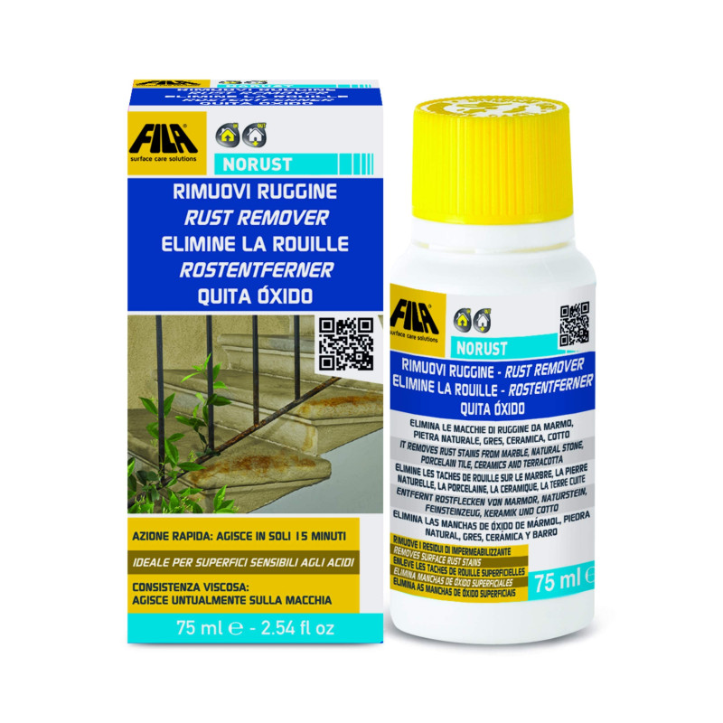 FILA Surface Care Solutions, NORUST, Détachant Antirouille, Elimine la Rouille, 75.00 ml (Lot de 1) FILA Surface Care Solutions, NORUST, Détachant Antirouille, Elimine la Rouille, 75.00 ml (Lot de 1)
