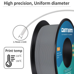 Gris PLA Filament 1.75mm, GIANTARM Imprimante 3D Filament PLA 1kg Bobine