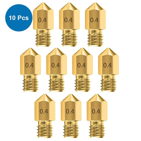 MMOBIEL 10 pièces MK8 en Laiton de 0,4 mm pour imprimante 3D, extrudeuse Compatible avec Les séries Creality Ender 3, Ender 5, C