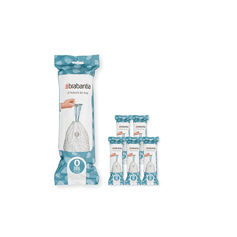 Brabantia Sacs Poubelle PerfectFit Multipack (Code O/30 Litres) Ultra Résistant, Poignées Coulissantes, 6 rouleaux (120 Sacs) 13 Brabantia Sacs Poubelle PerfectFit Multipack (Code O/30 Litres) Ultra Résistant, Poignées Coulissantes, 6 rouleaux (120 Sacs) 13
