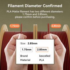 kexcelled PLA Mat Filament pour Imprimante 3D 2,85 mm +/- 0,03 mm, Texture de Couleur Mat, Convient à la Plupart des Imprimantes