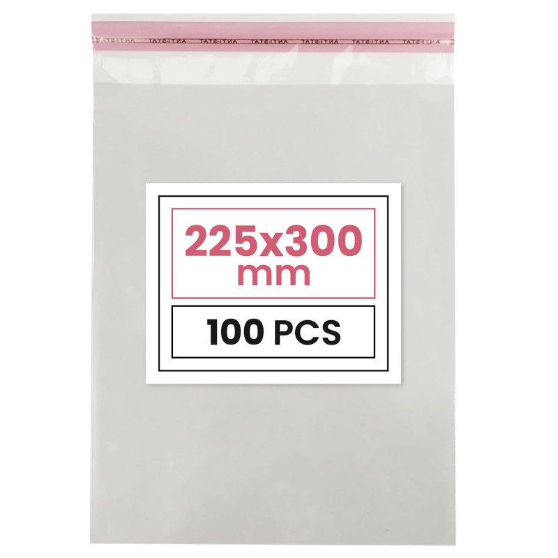 Netuno 100 sachets plats en PP 22,5 x 30 cm sachets plastiques transparents en polypropylène emballages d'envoi sacs plastiques 