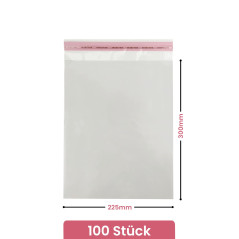 Netuno 100 sachets plats en PP 22,5 x 30 cm sachets plastiques transparents en polypropylène emballages d'envoi sacs plastiques 