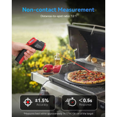 Wintact Thermomètre Laser Infrarouge,-50℃ à 590℃, pistolet thermomètre sans contact,postuler à cuisine,voiture, industriel(Pas p