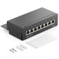 deleyCON CAT6 Panneau de Brassage 8 Ports Bureau & Montage Mural - Blindé - Prise 8x RJ45 - TIA568A TIA568B - Noir Pour Ordinate