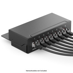 deleyCON CAT6 Panneau de Brassage 8 Ports Bureau & Montage Mural - Blindé - Prise 8x RJ45 - TIA568A TIA568B - Noir Pour Ordinate
