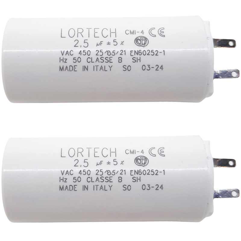 lot de 2 condensateurs 2,5 μF pour volet roulant toutes marques - couple moteur 6 Nm - fabriqué en Italie
