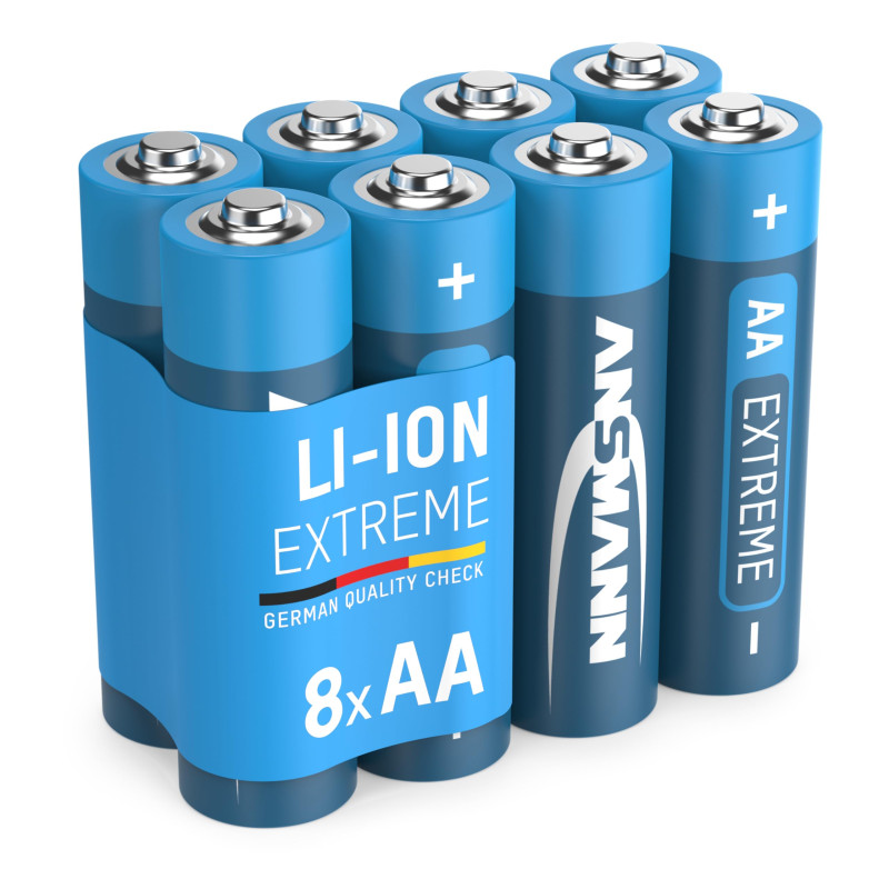 ANSMANN Piles Mignon AA Extreme Lithium 1,5V (Lot de 8) – Piles FR6 extrêmement légères d'une capacité de 3000 mAh – Piles jetab