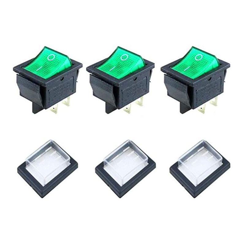 JINXM 3Pcs Interrupteur à Bascule Interrupteur à Bascule lumière Vert ON/OFF Avec Couvercle étanche Largement Utilisé Dans Diver JINXM 3Pcs Interrupteur à Bascule Interrupteur à Bascule lumière Vert ON/OFF Avec Couvercle étanche Largement Utilisé Dans Diver
