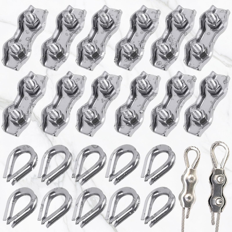 Weploda 24 Pièces serre cable acier 3mm, serre cable inox, tendeur cable inox, Pour la fixation d'auvent de corde à linge (12 * Weploda 24 Pièces serre cable acier 3mm, serre cable inox, tendeur cable inox, Pour la fixation d'auvent de corde à linge (12 *