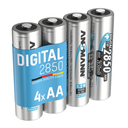 ANSMANN Piles rechargeables HR6 NiMH 2850 mAh 1,2 V (lot de 4) – Piles rechargeables Mignon AA à faible autodécharge – Accumulat
