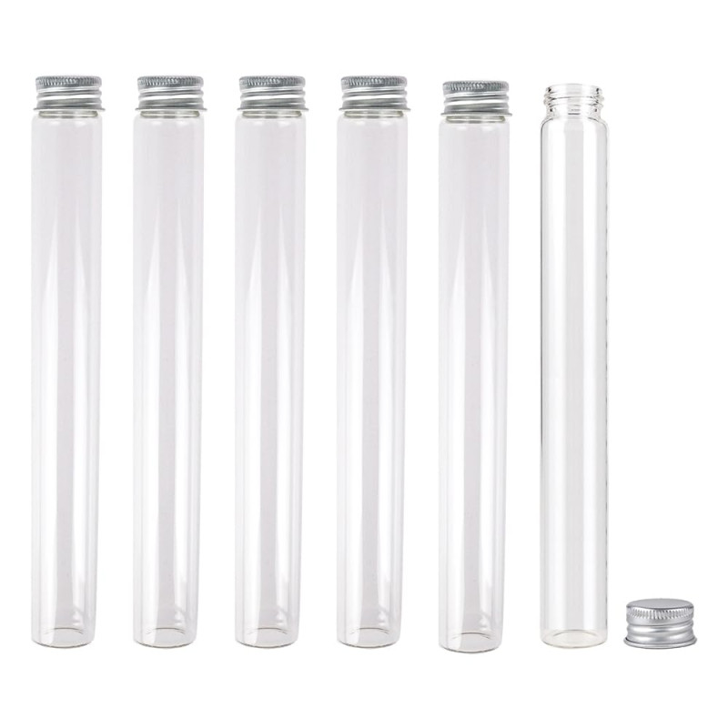 Jarvials 6 Pièces 90ml de Fiole en Verre Transparente de avec Couvercle en Aluminium, Tube a Essai Verre, Etc, Approprié à La Dé Jarvials 6 Pièces 90ml de Fiole en Verre Transparente de avec Couvercle en Aluminium, Tube a Essai Verre, Etc, Approprié à La Dé