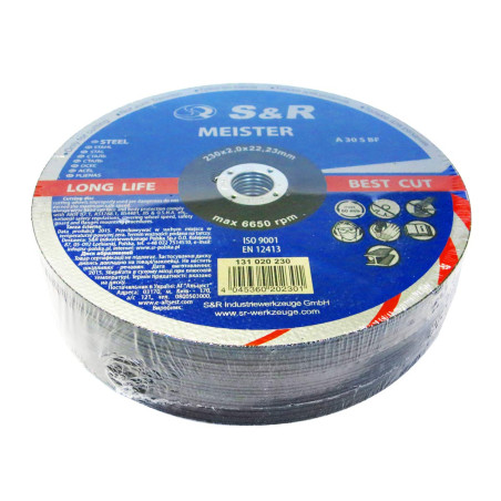 S&R Disque à tronçonner 230 Metal Fer Acier Inox Aluminium. Disque Meuleuse 230 metal - 25 Disques pour Meuleuse 230 Métal Fabri