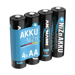 ANSMANN 4x Batterie ricaricabili stilo - nichel zinco AA 1600 mAh 1,6 V - ricarica rapida fino a 1000 cicli di ricarica per tele
