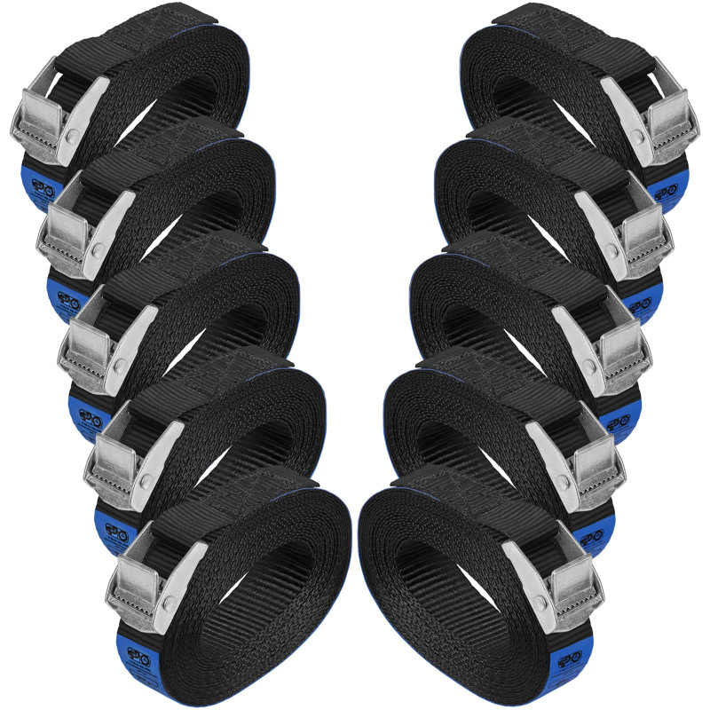 Sangle à Griffe Sangle d'arrimage Sangle de Fixation - Noir - 1m 2,5m 4m 6m - Charge maximale 250 kg DIN en 12195-2, 10 pièces 2 Sangle à Griffe Sangle d'arrimage Sangle de Fixation - Noir - 1m 2,5m 4m 6m - Charge maximale 250 kg DIN en 12195-2, 10 pièces 2