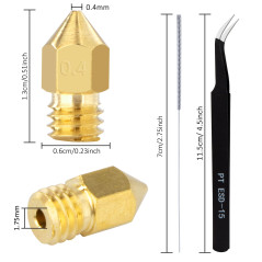 QIMEI-SHOP Buses d'Imprimante 0.4mm 3D MK8 Extrudeuse Laiton Buse avec Brucelles et Nettoyage Aiguilles Compatibles pour Crealit