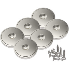 Magnetpro 6 pièces Aimants en néodyme 25 kg force 28 x 5 mm avec capsule, aimant à disque en pot avec vis