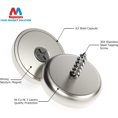 Magnetpro 6 pièces Aimants en néodyme 25 kg force 28 x 5 mm avec capsule, aimant à disque en pot avec vis