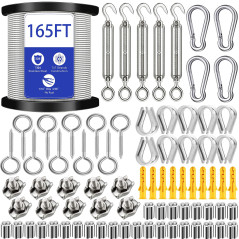 Câble métallique 50m,304 Cable Acier Inoxydable,Tendeur Cable Inox,Treillis Plante Grimpante Exterieur,Corde à Linge