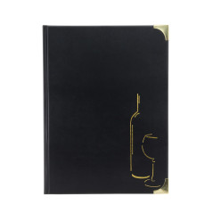 SECURIT - Carte des Vins Basic Line - 2 Inserts Fixes = 4 Feuilles A4 - Pour Café, Bar, Restaurant - PVC - Coloris Noir