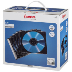 Hama Boîtier Slim (pour CD et disques Blu-Ray, Ultra Mince, avec Une Feuille pour la Couverture, Lot de 100) Noir/Transparent