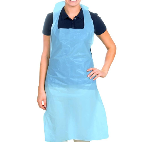 Premium Disposable Aprons for Women & Men (Blue, 200 Pack), 700mm x 1170mm Polyethylene Aprons for Adults, 16 Microns Flat Packe